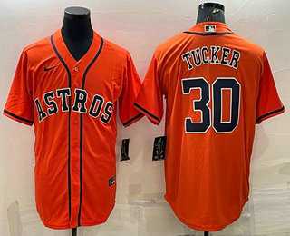 Men%27s Houston Astros #30 Kyle Tucker Orange Stitched MLB Cool Base Nike Jersey